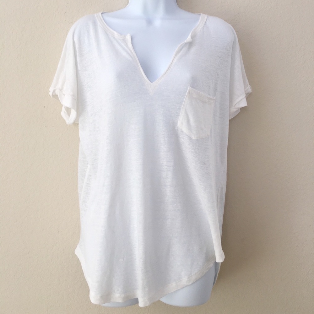 Madewell  V-Neck Soft Linen T-Shirt